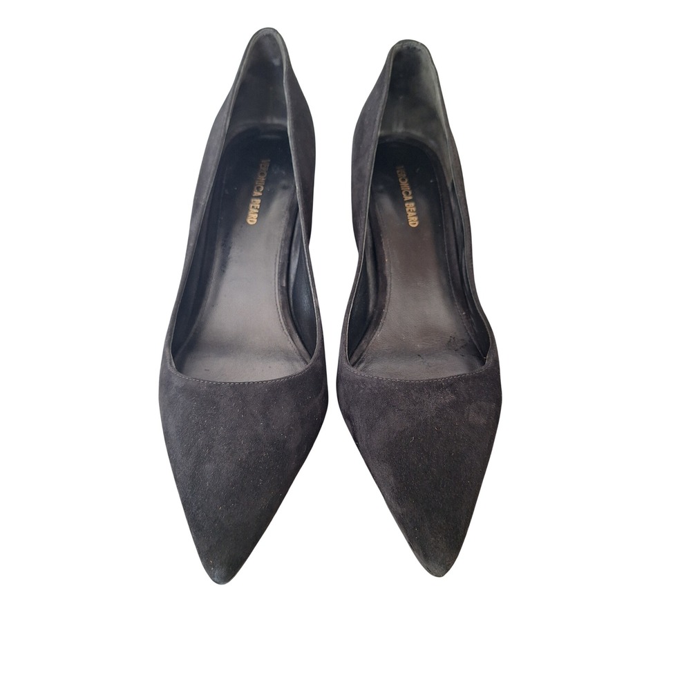 Veronica Beard Black Suede Pointed Toe Kitten Heel Pumps Womens Size 8M